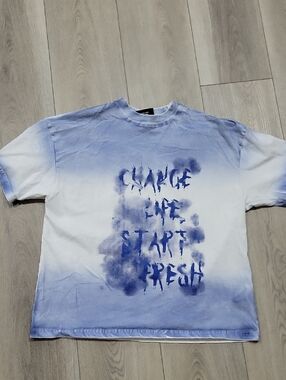 Tie-Dye Graphic Short Sleeve Tee - Blue & White